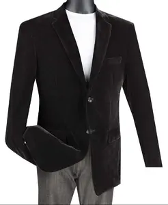Velvet Single-Breasted 2 Button Regular Fit Blazer - Black