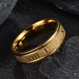 Tungsten ring - engraved with fashionable Roman numerals and for men as a jewelry gift and to create a stylish style, wear daily or to parties