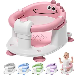 Baby Bath Seat for Babies 6 Months & Up, Non-Slip Toddler Bath Seat with 5 PCS Waterproof Emoji Stickers, Portable Infant Bath Seat for Baby(Pink)