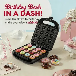 Mini Donut Maker – Electric donut maker, non-stick, heats up quickly, easy for home and restaurant use, perfect for - kid-friendly baking dessert snacks - adult cooking activities, easy baking gifts - non-stick surface makes 16 donuts at once