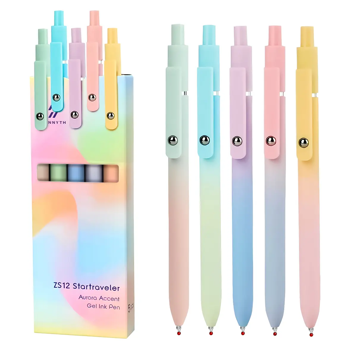 5Pcs Sets Multicolor Color Press Type Quick Drying Carbon Gel Pen,Rainbow Hand Writing Practice Pens Set For Students & Nurse Office,School,Hospital.Christmas gifts