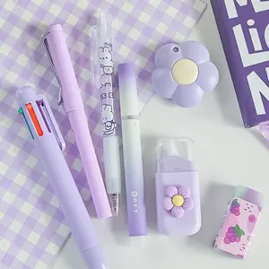 7-Piece Aesthetic School Supplies Set - Cute Pastel Stationery Bundle with Multi-Color Pen, Correction Tape, Pencil & Highlighter - Back to School Essentials & All-in-One Stationery Gift Set for Students
