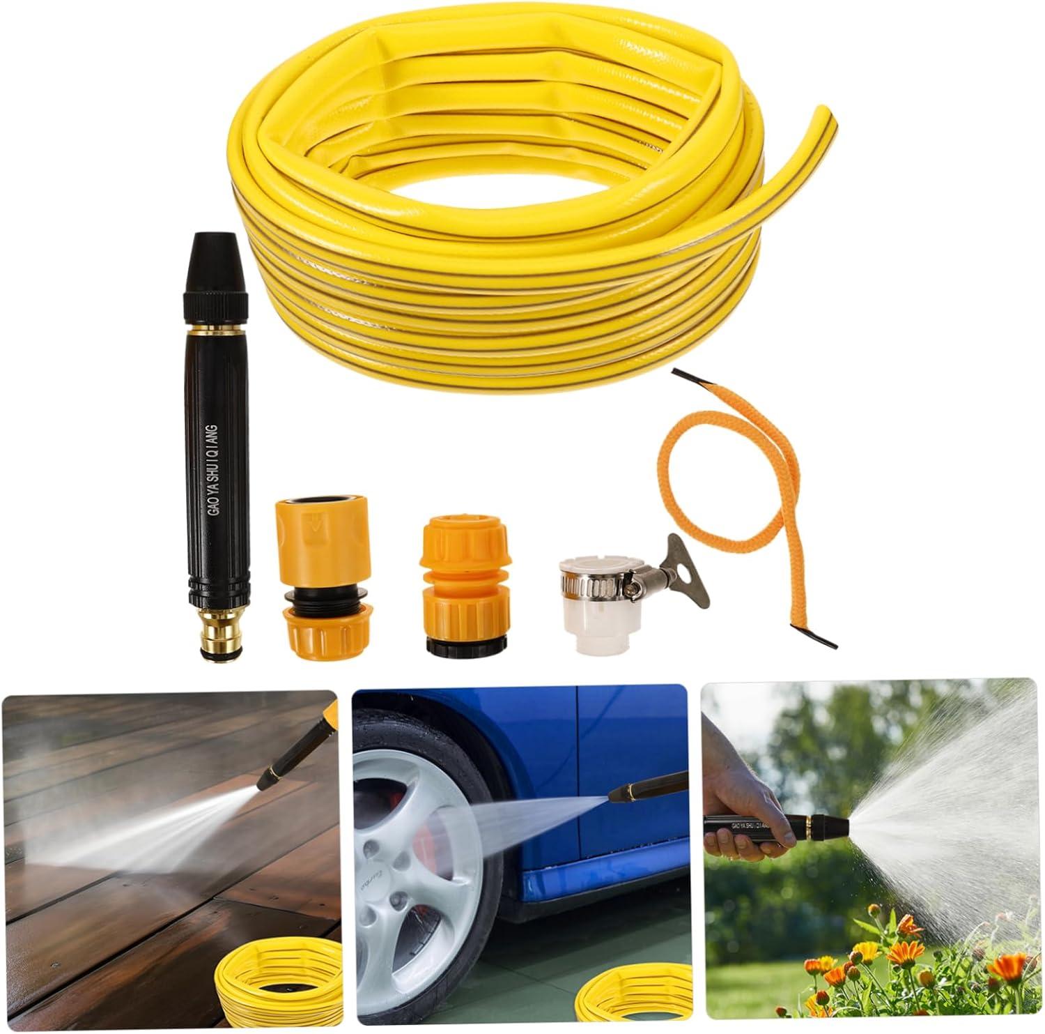 This new home garden car wash water gun nozzle offers 3 modes and is suitable for outdoor high-pressure watering of flowers, vegetables, and car washing. It includes a hose.