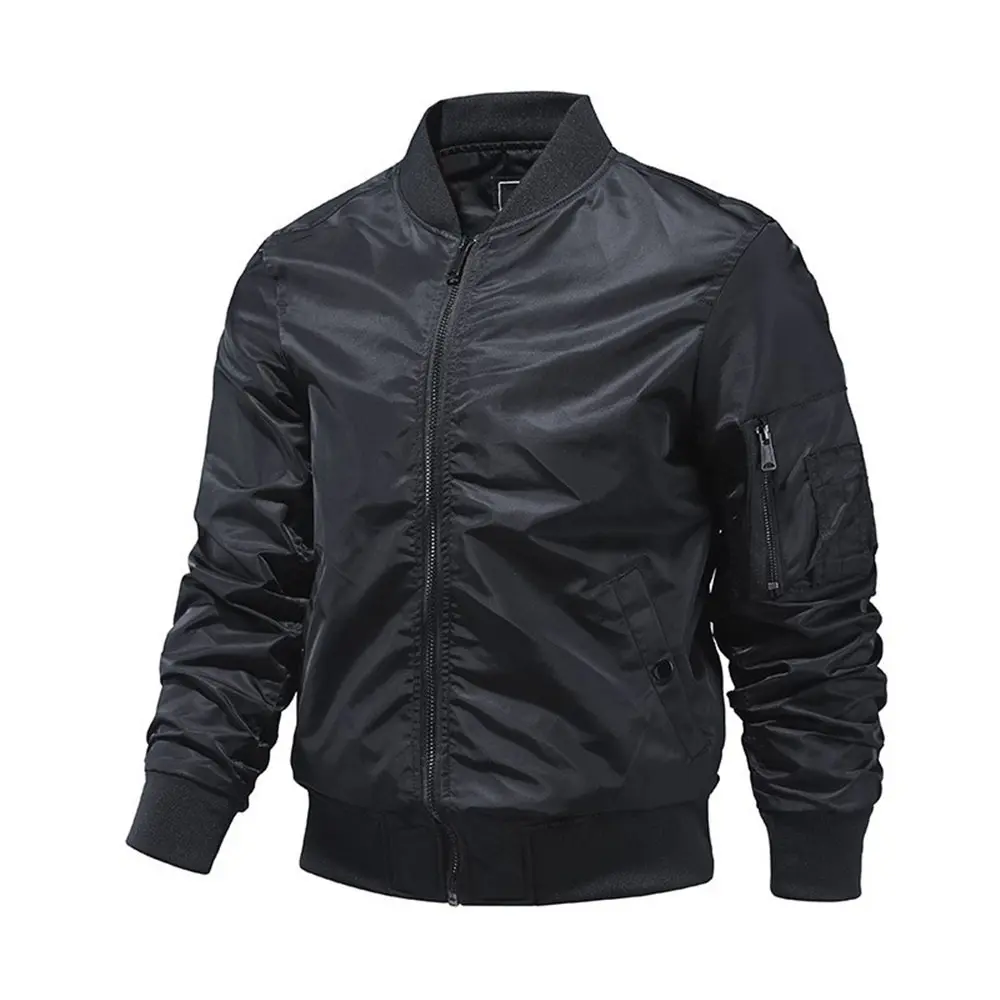 Men's Flight Jacket, Workwear Baseball Jacket, Regular Fit Casual Waterproof Long Sleeve Pocket Outerwear, Men's Jacket, Men's Fall & Winter Clothing, Men's Long Sleeve Apparel