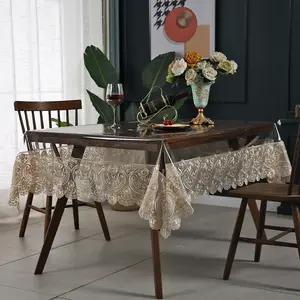 Lace Tablecloth, Waterproof & Oil-Proof Table Cover, Table Mat for Home Kitchen Dining Room, Table Decoration Supplies for Wedding Party, Ornaments
