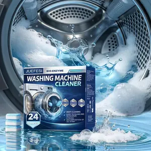 Washing Machine Cleaner Tablets Bio Enzyme Washer Cleaner Deep Clean Deodorizer Removes Odor Limescale Dirt for Front and Top Load Washing Machine