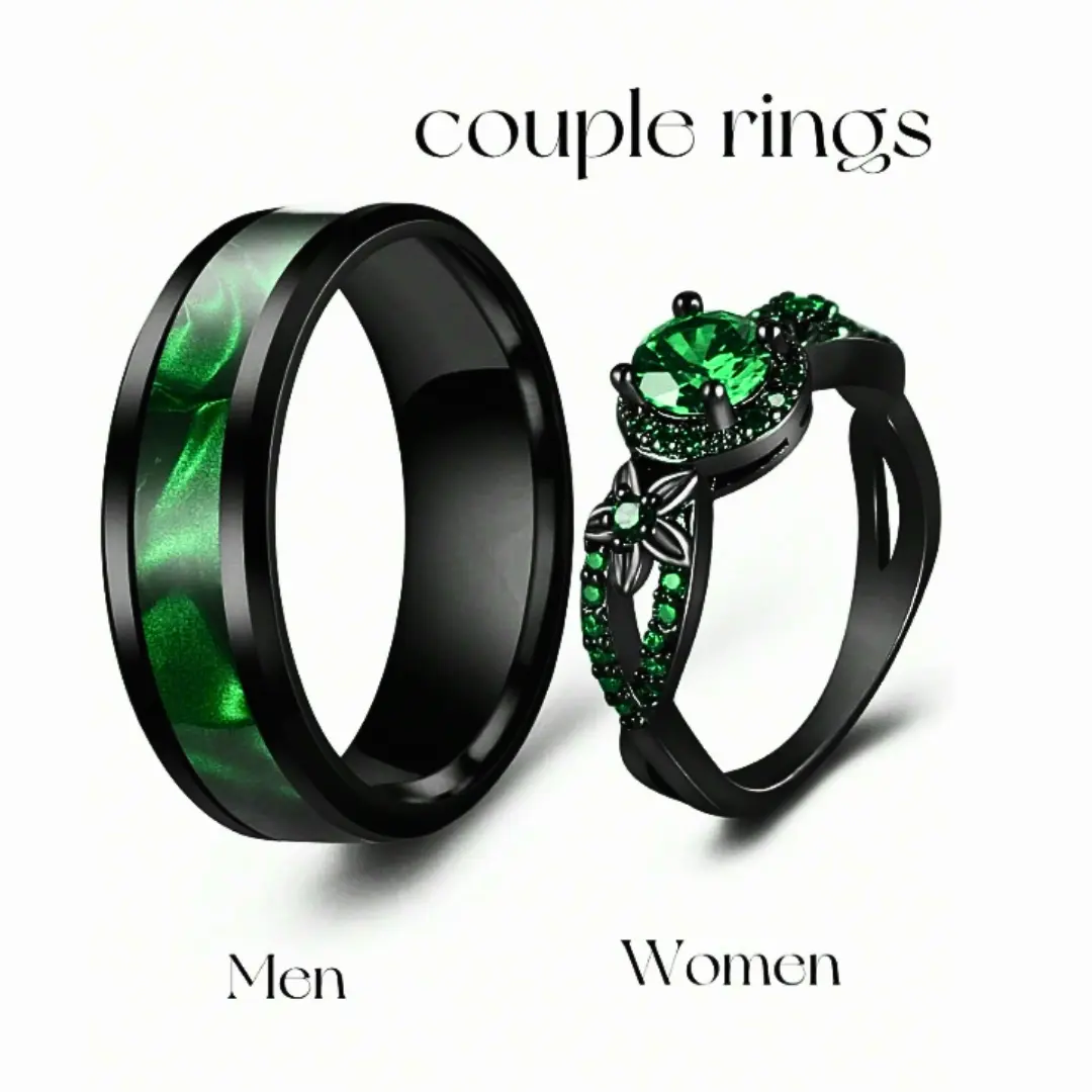 1/2 Set Fashion Couple Rings, Romantic Blue Rings for Women, Stainless Steel Celtic Dragon Rings for Men, Wedding, Engagement Valentine's Gift Jewelry