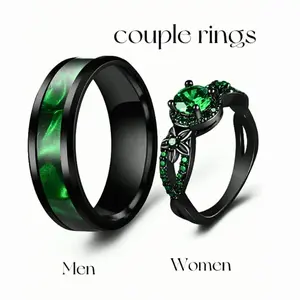 1/2 Set Fashion Couple Rings, Romantic Blue Rings for Women, Stainless Steel Celtic Dragon Rings for Men, Wedding, Engagement Valentine's Gift Jewelry