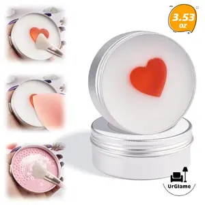 UrGlame 2PCS Makeup Brush Cleaner Soap with Silicone Mat, Deeply Cleans Waterproof Makeup for Synthetic & Natural Brushes & Sponges – Vegan, Cruelty-Free & Easy-Rinse, Peach-Oolong Scent (3.53 oz)