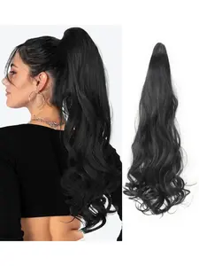 Wave Curl Long Hair Three-Prong Clip Lightweight Natural Puffy High Ponytail Realistic Fake Wig, Stylish & Comfortable Design, Hair Ponytail Extension