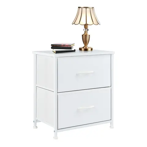 Sweetcrispy 2-Drawer Beside Table Nightstand - Removable Fabric Drawers, Adjustable Scratch-Safe Feet, Water-Resist Top, Quick Setup Modern Side Table Living Room, Assembly Required, Small Spaces & Dorms Storage Decor