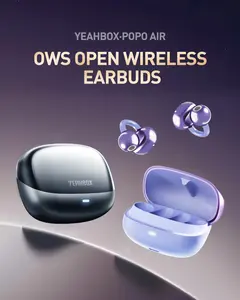 Popo Air Open Headphones, Open-Ring Comfort with Tri-Curve Snug Clip, Powerful Sound with Super Bass, 4-Mic Clear Calls, IP55 Waterproof, 32H Playtime, Lightweight Clip On Earbuds True Wireless Bluetooth