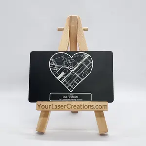 Personalized Metal Map Card - Laser Etched Gift for couples anniversary wallet purse card