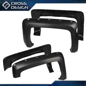 CROSSDESIGN 4PCS Pocket Rivet Style Fender Flares Fit For 14-18 Chevy Silverado 5.8' Bed