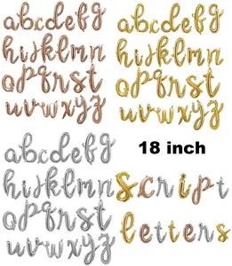 18 inch Gold Silver Rose Gold Cursive Script Foil Letter Balloons Number Balloon Birthday Bride Wedding Bridal Shower Bride Wild One Party