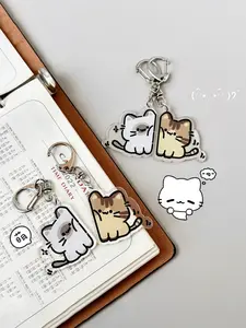 Cute Cat Keychain Set, High-Definition Acrylic Gift, Friendship Memorial, Fun Design, Fashion Pendant, Stylish Keychain, Durable Keyring, Pet Lovers