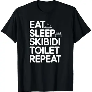 Eat Sleep Skibidi Toilet Repeat Funny Meme Vintage Birthday T-Shirt,Made in USA