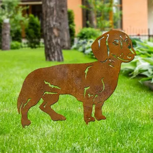 1pc Sausage Dog Metal Garden Stake, Pet Memorial Marker, Outdoor Lawn Decor, Gift for Dog Lovers, 2D Flat Design