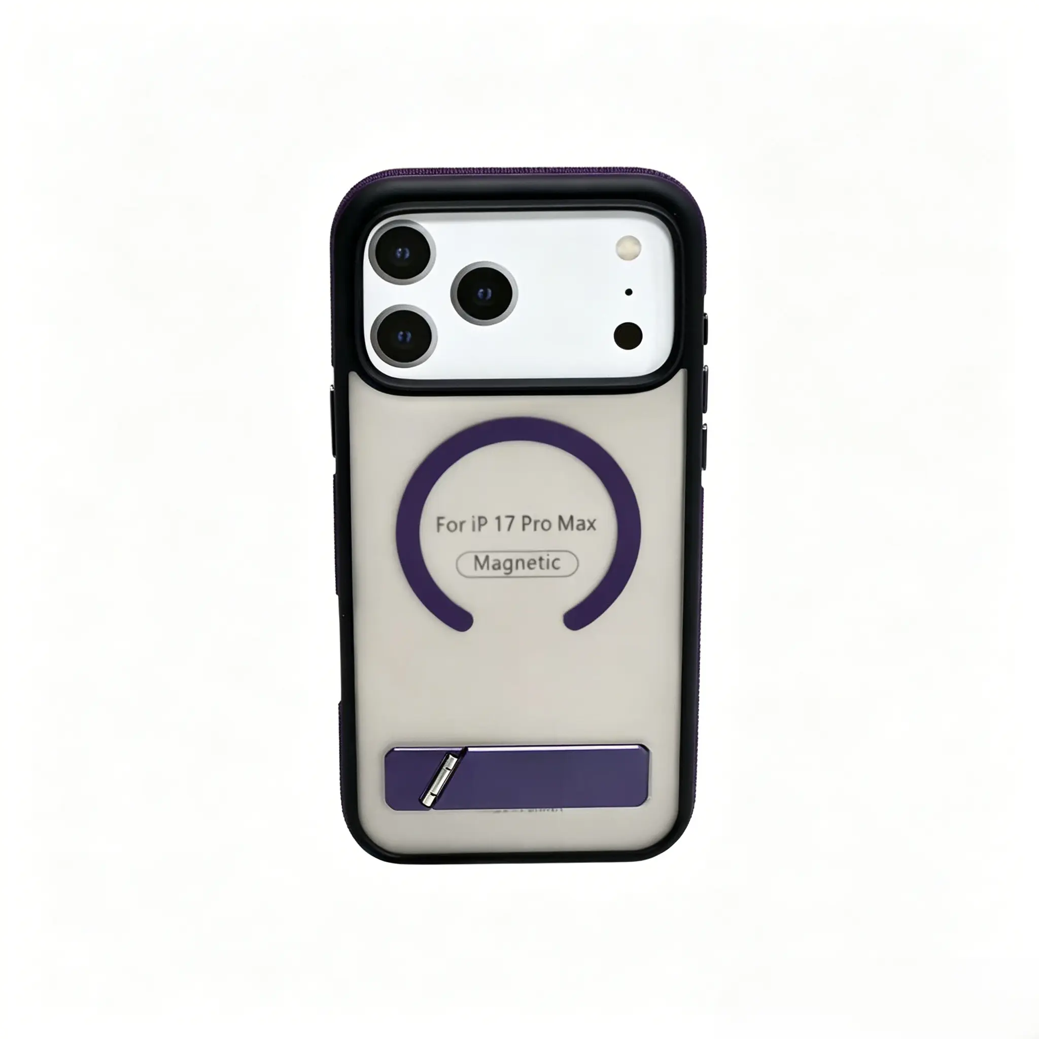 Diagonal Stand Magnetic Full Protection Phone Case – Compatible with iPhone 12/13/14/15/16/17 Full Series & 17 Pro Max, Purple Contrast, Semi-Transparent Back, Anti-Scratch Anti-Drop, MagSafe Compatible, Shockproof, Car Mount Ready for Daily Use