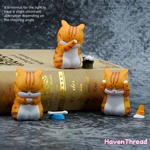 9 Styles of Face-Hugging Cat Figurines, One Random Style, Cute Cartoon Kitten Miniature Landscape, Great Choice for Home Office and Car Dashboard Decorations