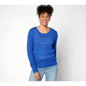 Isaac Mizrahi Live! Open Work Stitch Pullover Sweater