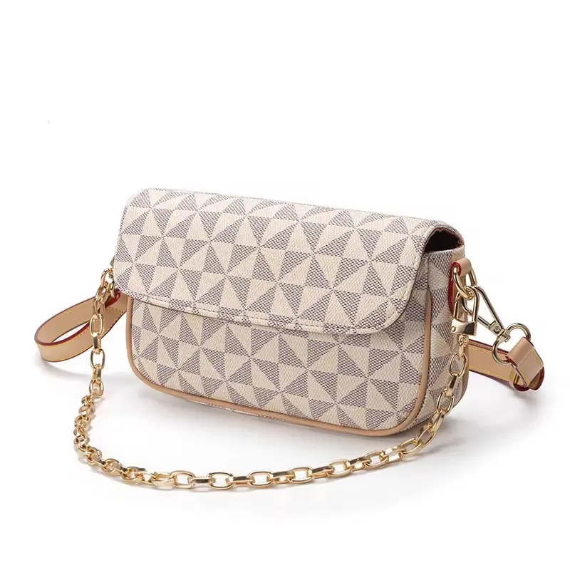 Women's Geometric Beige Purse - Stylish Everyday Crossbody Bag for Casual Outings porta tarjeta