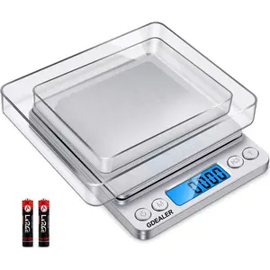 Mini Food Scale with 2P Batteries, 0.001oz/0.01g Precise Digital Kitchen Scale Gram Scales Weight Food Coffee Scale Digital Scales for Cooking Baking Stainless Steel Back-lit LCD Display Pocket Small Scale, Silver