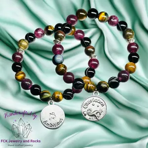 Handcrafted Capricorn Natural Crystal Bracelet, No-US Black Onyx Beads, Focus-Enhancing Jewelry Accessory