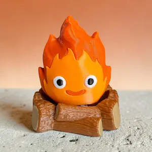 Chibi Fire Demon Key Cap Fidget Clicker  Bookshelf Decor - Cute Magical Fire Spirit Figure - HMC Inspired 3D Printed Bookish Decor