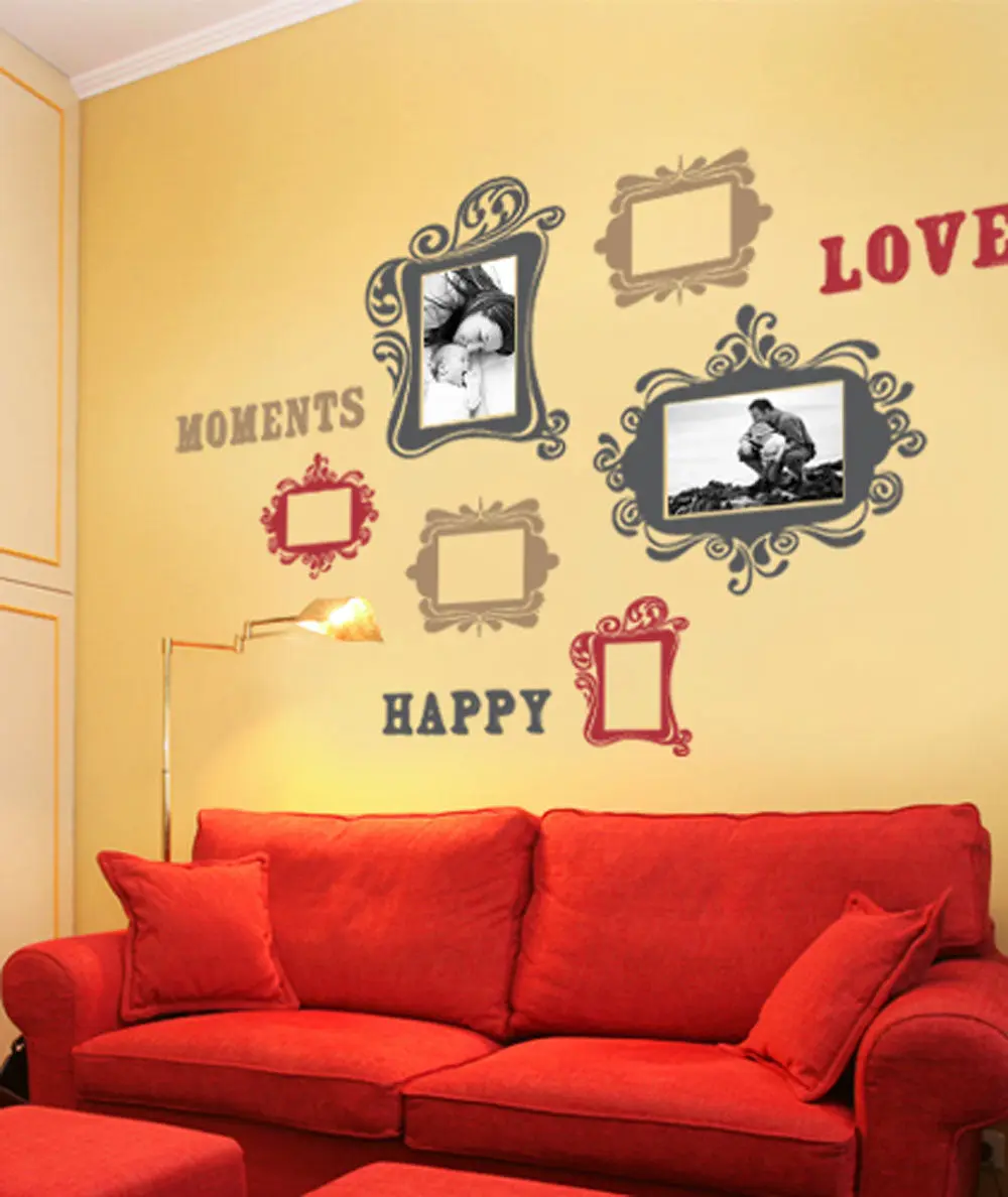 Vintage Photo Frame Decorative Stickers, Deluxe Vinyl Wall Adhesive for Home Decor