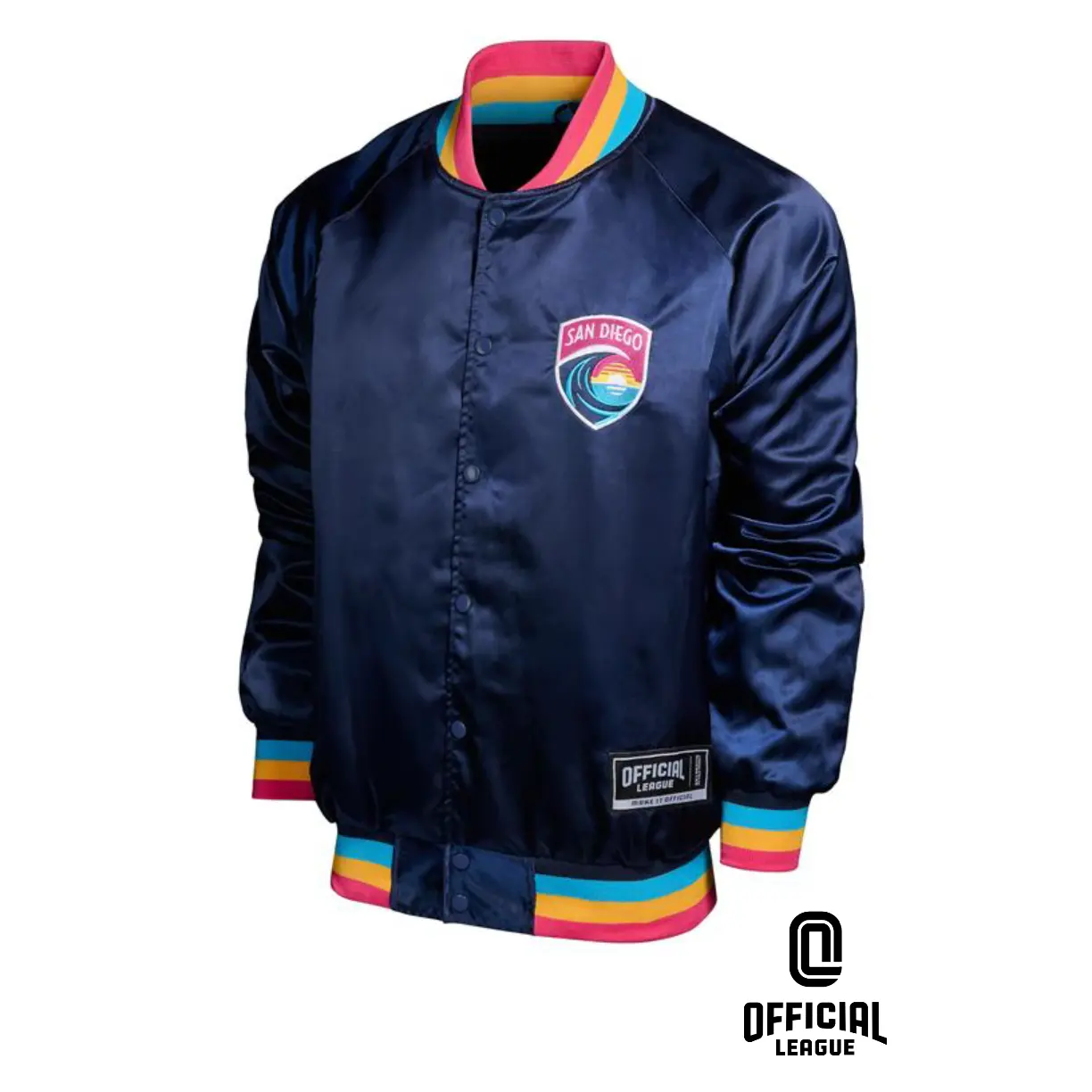 Unisex San Diego Wave FC Retro Sunset Satin Bomber Jacket