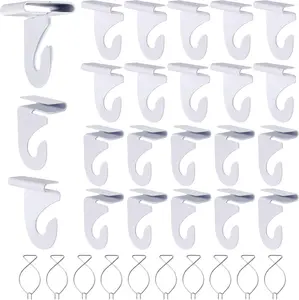 20 Drop Ceiling Hooks for Classrooms & Offices, White Heavy Duty Ceiling Hooks for Hanging Plants & Decorations, Metal T-Bar Hooks for Suspended Drop Ceiling Tiles… OALEN-001