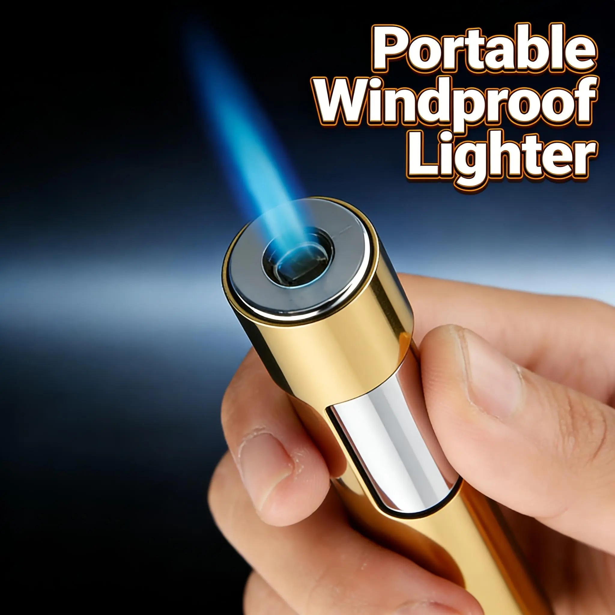 (Butane Not Included) Wind-Resistant Blue Jet Flame Torch Lighters, Push-Button Ignition, Adjustable Flame, Refillable Butane Gas Lighters for Camping, Bbq, Cooking & Outdoor Use (Butane Not Included)