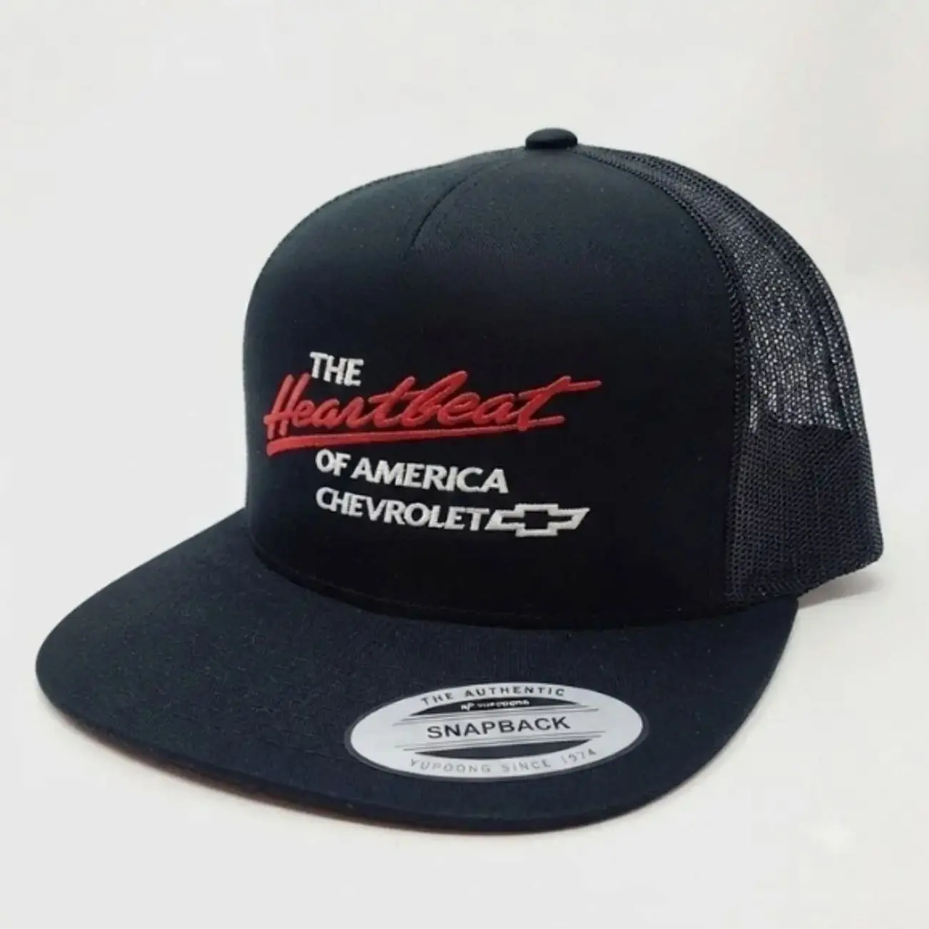 Heartbeat of America Embroidered 7 Panel Trucker Hat, Vintage Patriotic Snapback Cap, Outdoor Mesh Hat for Men, American Flag Style Hat, Casual Streetwear Gift