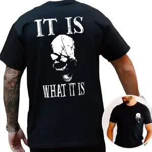 2-Sided Skull T-Shirt, It Is What It Is Graphic Tee, Dark Streetwear Shirt for Men & Women