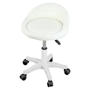 Explorinox Rolling Stool, 360 Degree Rotating Salon Chair, Ergonomic Swivel Seat, Adjustable Height, Ultra-Quiet Wheels, Padded Faux Leather Cushion, for Salon, Office, Massage Use
