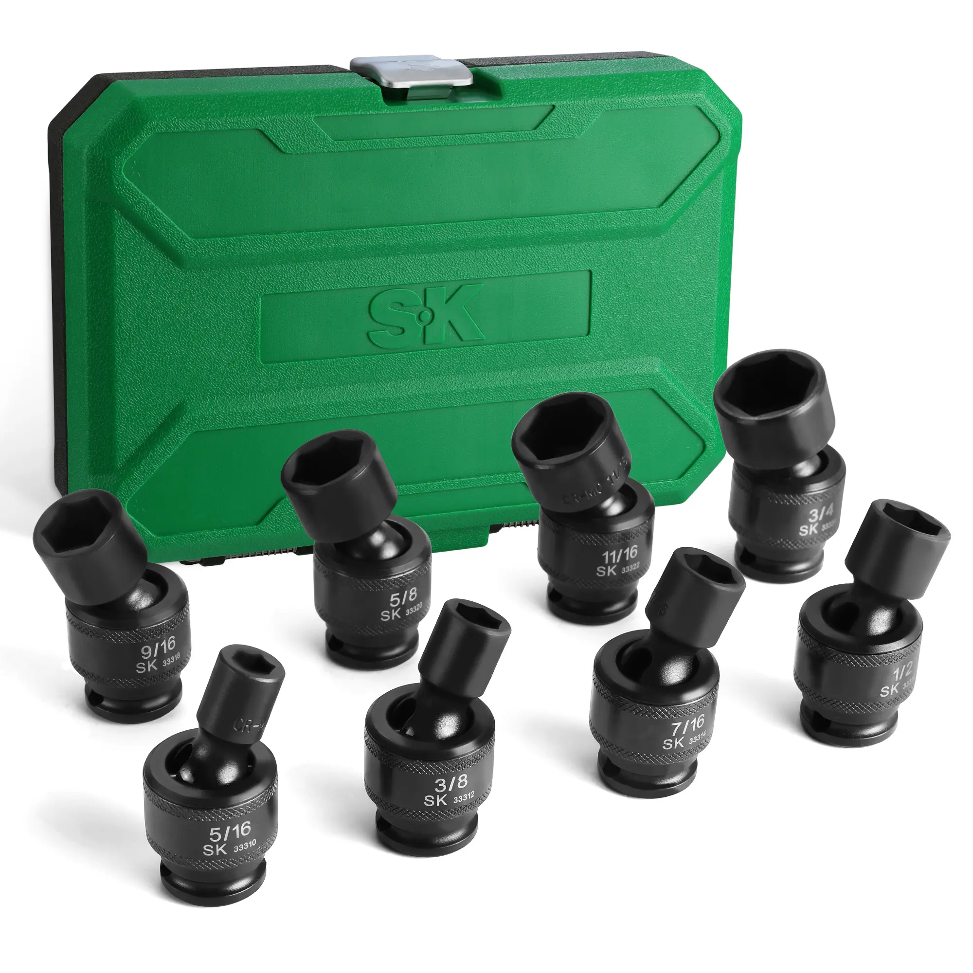 #fathersdaygift SK Drive Universal Swivel Impact Socket Set, Premium CR-MO Steel, SureGrip 6 Point Design, with Storage Case