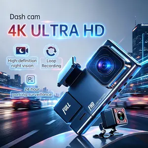 TikTok Viral 4K Ultra HD Dash Cam Front Inside Rear Triple Lens Car Camera F2.0 Night Vision 24H Parking Monitor Collision Sensor APP Control Loop Recording