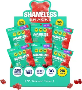 Shameless Snacks So Beary Cherry - Cherry Gummy Bears, Gummy Candy & Fruit Snacks, Keto Snacks Low Sugar Candy in Bulk, 3g Sugar Gluten Free Vegan for Kids & Adults