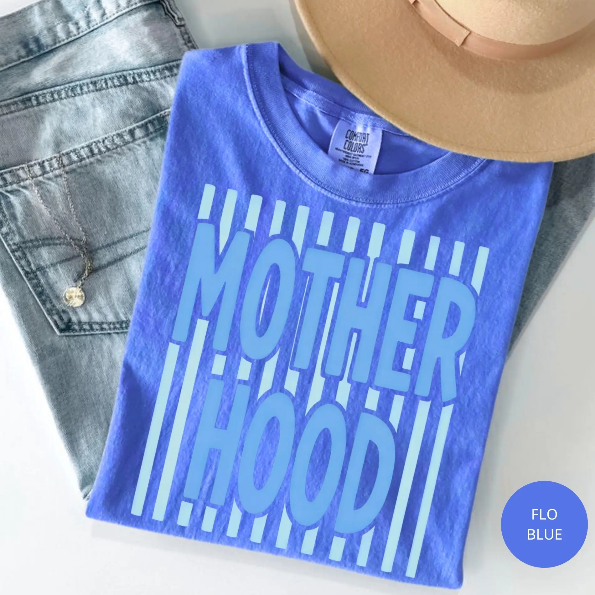 Comfort Colors Motherhood and Striped Preppy Mama Mother day Tshirt Gift Mom of Girls, Summer Gift For Women