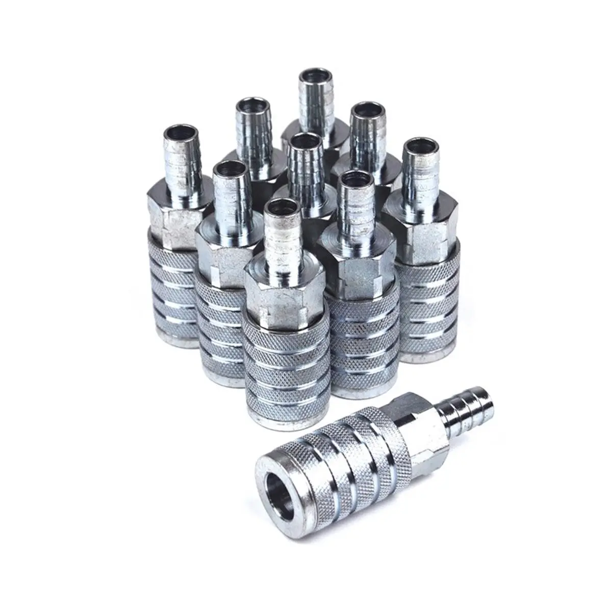212 MAIN Primefit TC1212BS-B10-P Zinc Coated Barb Type Steel Coupler, 0.5 in. x 0.5 in. T-Style Standard, Rod Coupling - Pack of 10