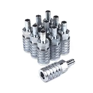 212 MAIN Primefit TC1212BS-B10-P Zinc Coated Barb Type Steel Coupler, 0.5 in. x 0.5 in. T-Style Standard, Rod Coupling - Pack of 10