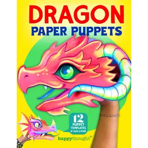 Dragon Paper Puppets: 12 puppet templates to color & create (Happythought craft workbooks) Paperback – Large Print, November 13, 2024