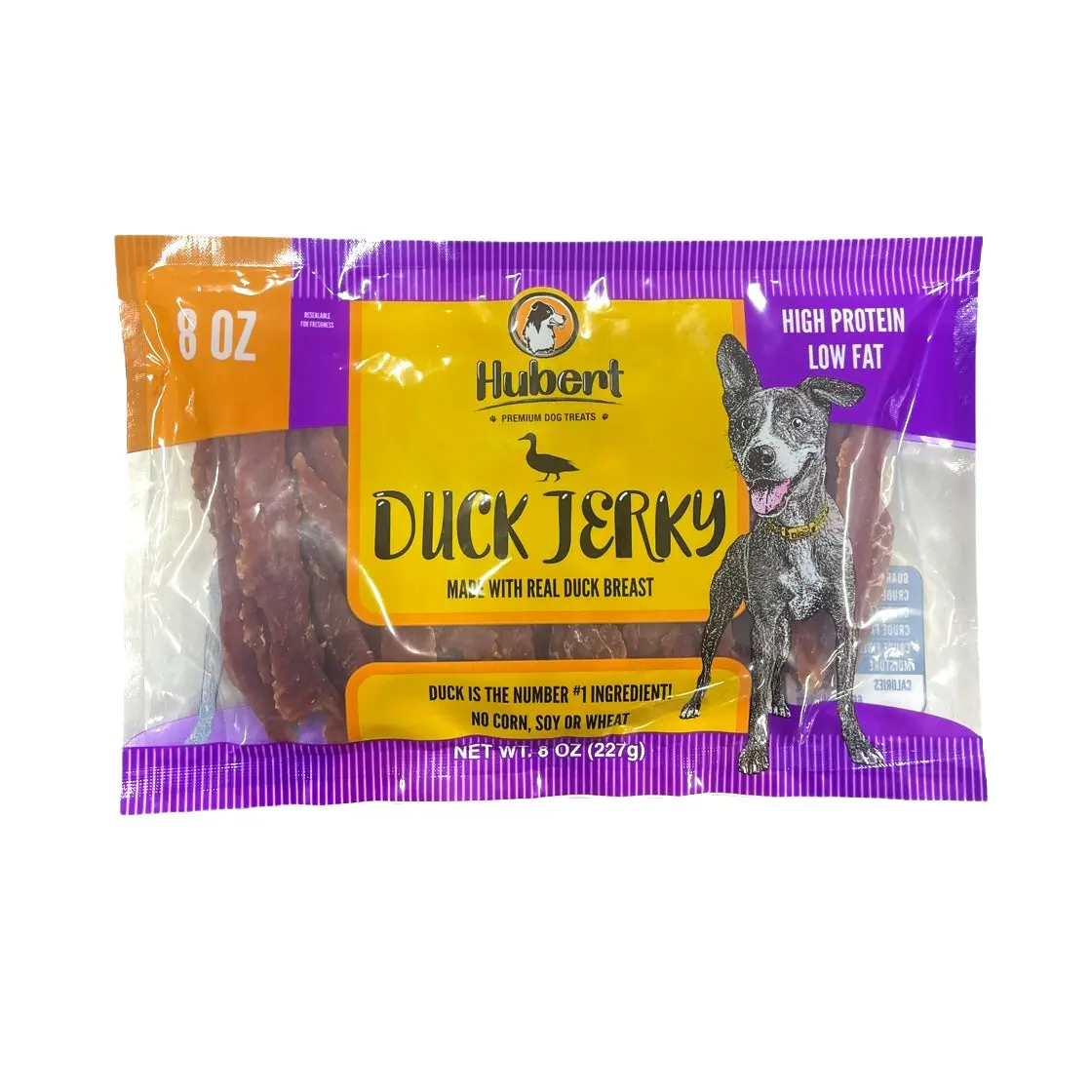 Hubert Duck Jerky Dog Treats - Made with Real Duck Breast, Natural, High Protein, Low Fat, Gluten Free, Pea Protein, Grain Free, No Corn, No Preservatives, No Wheat, All Ages & Breeds, Training Chews (8.0 oz, 1 lb, 2.5 lb Value Pack)