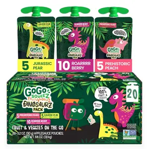 GoGo squeeZ Fruit & veggieZ Variety Pack, 3 Flavors, 3.2oz, 20-Pack – Kids' Unsweetened, Gluten-Free, BPA-Free Snack Candy