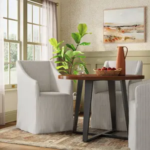 Replacement Slipcover Only for Sloped Arm Dining Chair in Pinstripe Glacier - Threshold