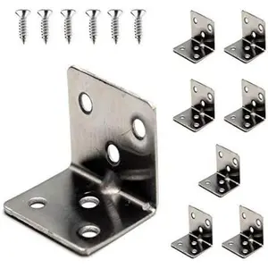 Shelf Support Corner Brace, Stainless Steel Bracket for  Mounting, Heavy Duty Angle Code, Right Angle L Brackets, 1.5x1.2x0.06 Inch, 8 count Metal Braces