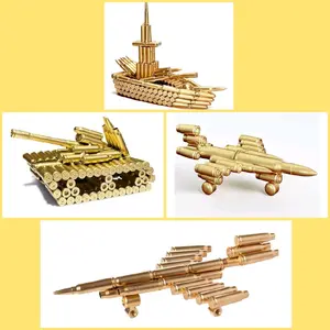 Bullet Shell Vehicle Sculptures - Handmade Tank, Airplane, Warship Metal Art Decor for Home, Office, Study Room for Men, Man Cave Christmas Birthday gift Home decor