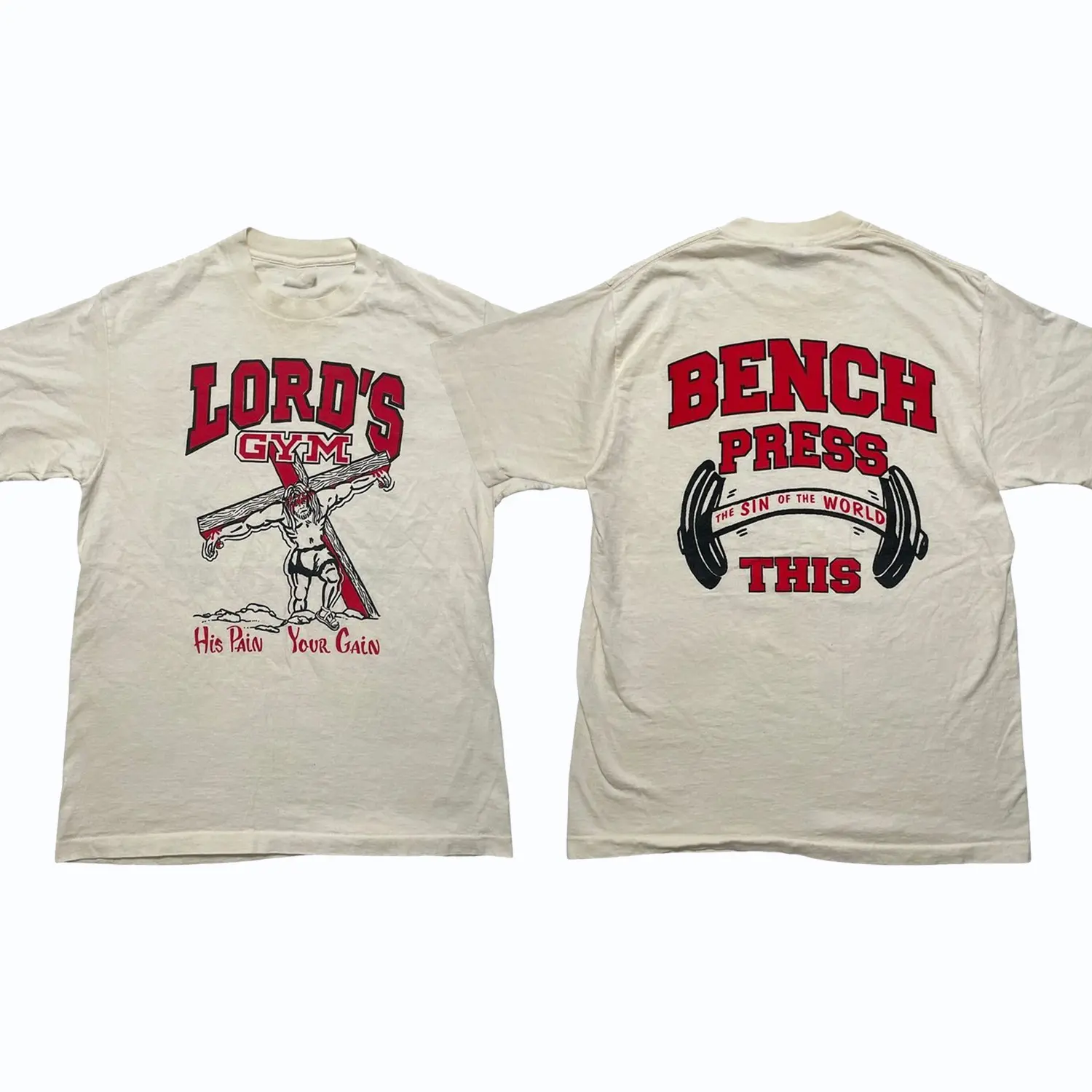 Vintage 90's Lord's Gym His Pain Your Gain Graphic T-Shirt, Jesus Tee, men gifts