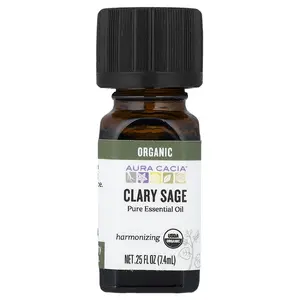 Aura Cacia Pure Essential Oil, Organic Clary Sage, 0.25 fl oz (7.4 ml)
